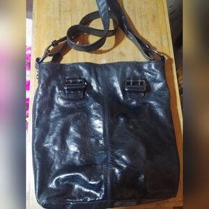 Black Leather Francesco Biasia Shoulder Bag